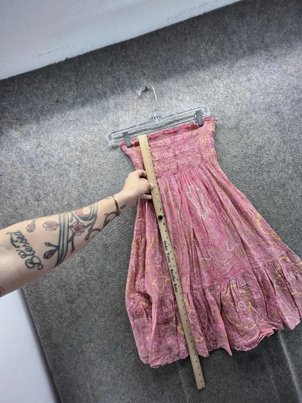 Tommy Bahama Paisley Dress Womens XS Pink Off Shoulder Smocked Ruffle Boho